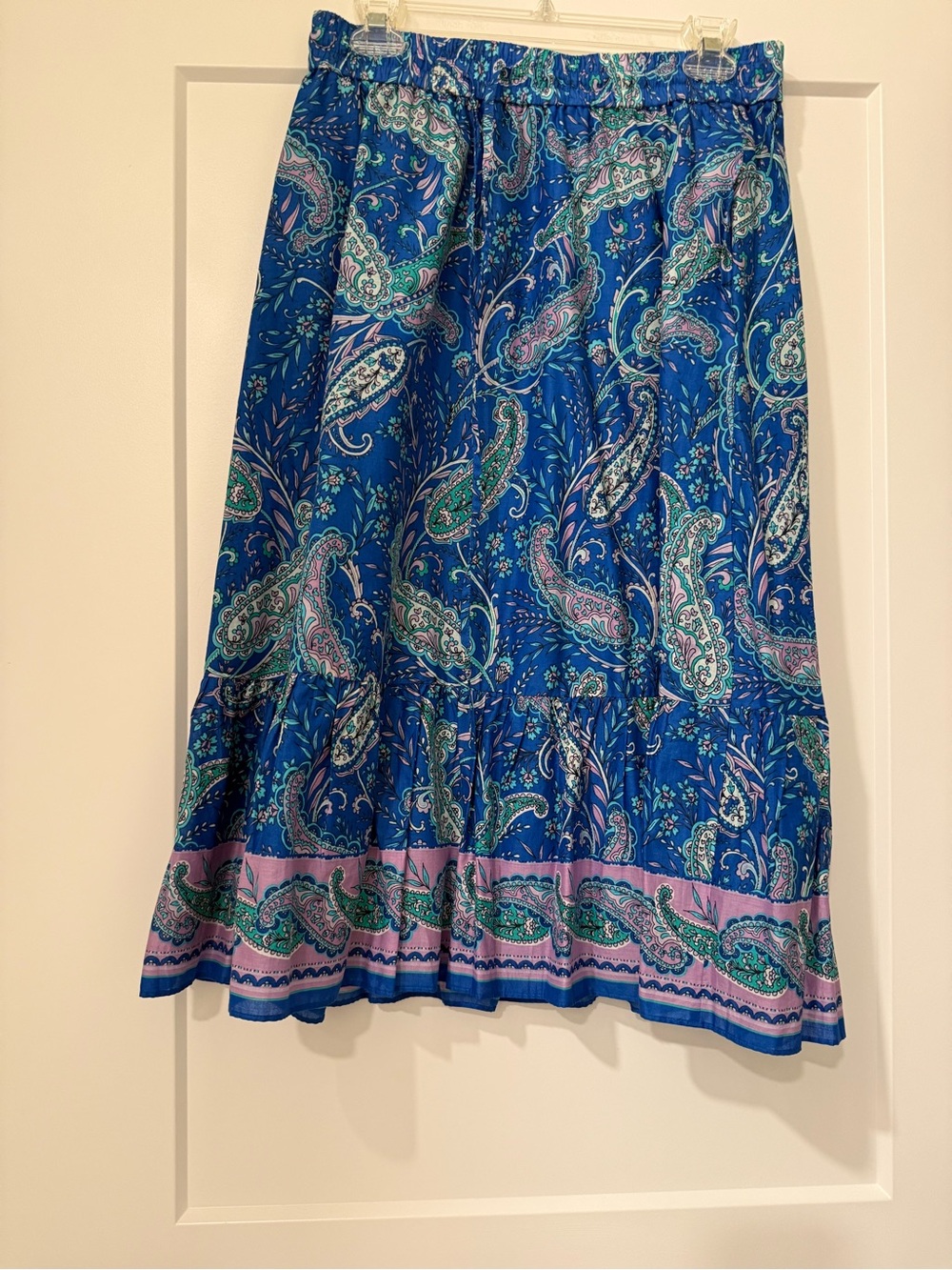 Talbots Blue Paisley Skirt with Pink & Green Accents